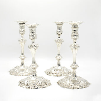 Set of 4 George III Antique English Silver Candlesticks