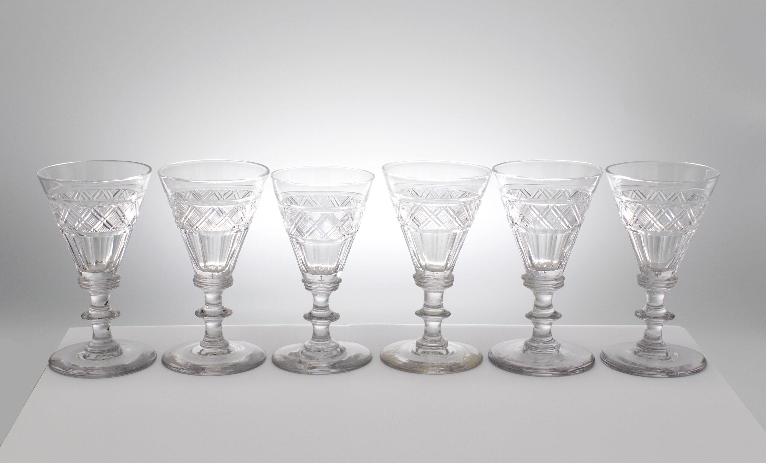 Set of 5 Antique Georgian Wine Glasses - Wyler Antiques
