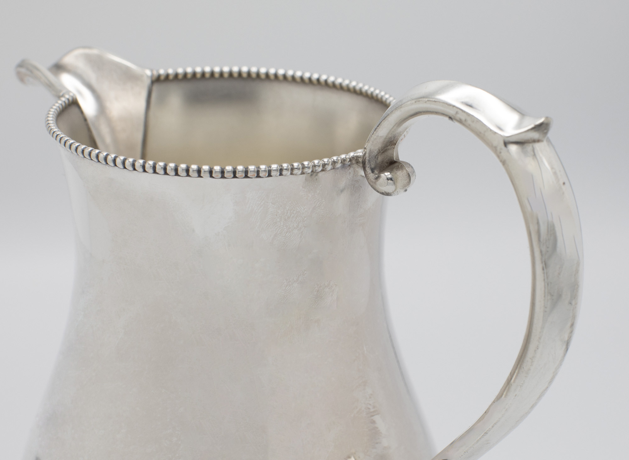 Vintage Italian Pitcher With Silver Plated Pour Spout and Handle on Molded  Glass Base