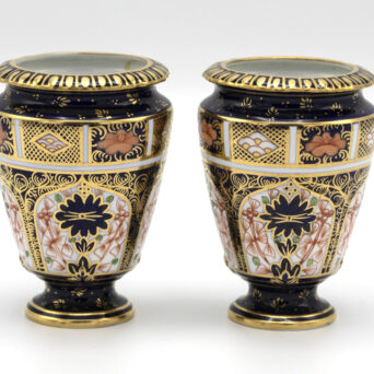 Pair of English Royal Crown Derby Miniature Vases