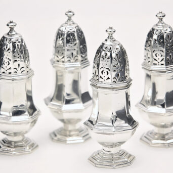 Set of 4 Antique English Silver Pepper Casters