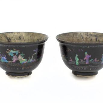 Pair of Antique Chinese Papier Mache Cups