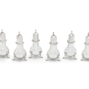Set of 6 American Silver Pepper Casters