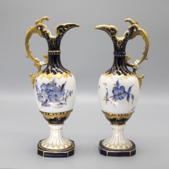 Pair of Royal Dux Bohemia Porcelain Ewers