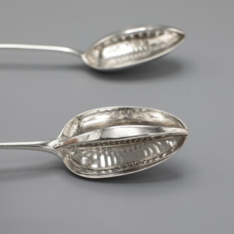 Pair of George III Antique English Silver Strainer Spoons