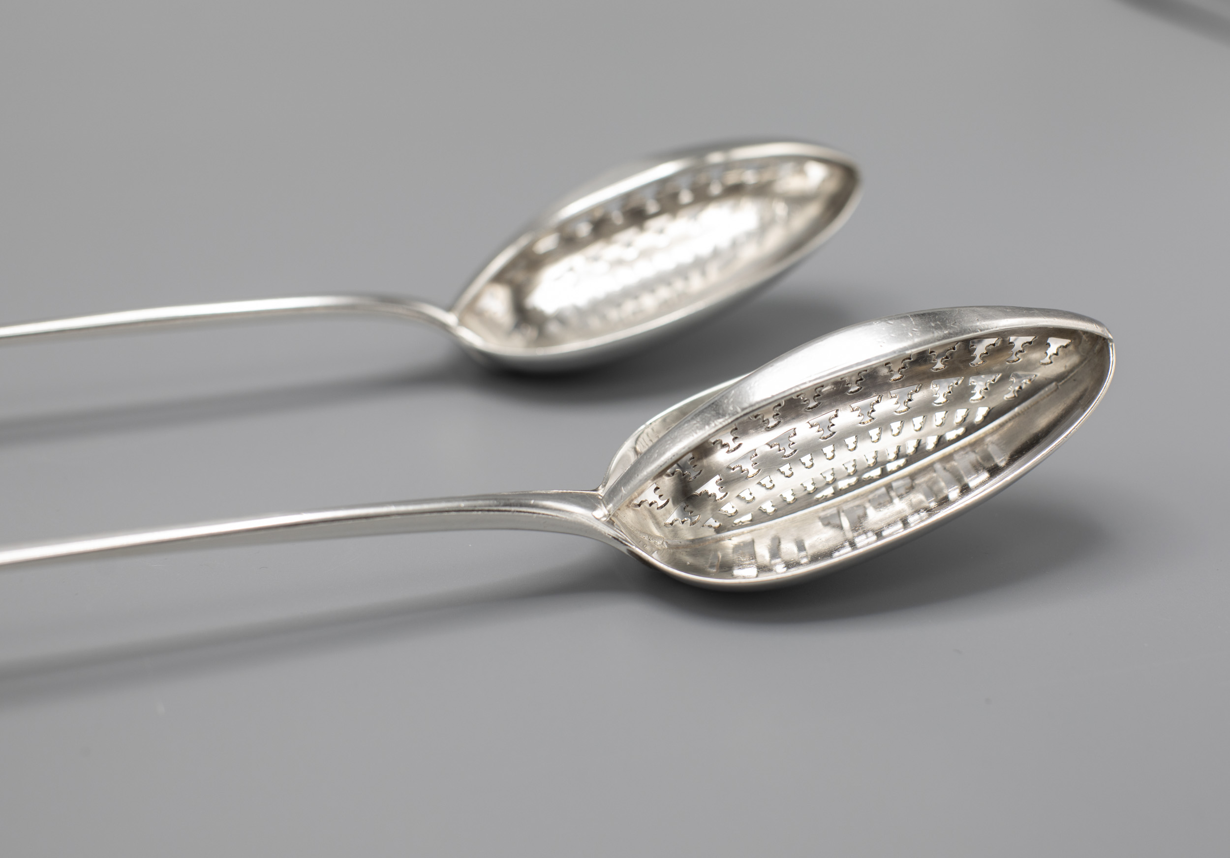 George III Antique English Silver Strainer Spoon - Wyler Antiques