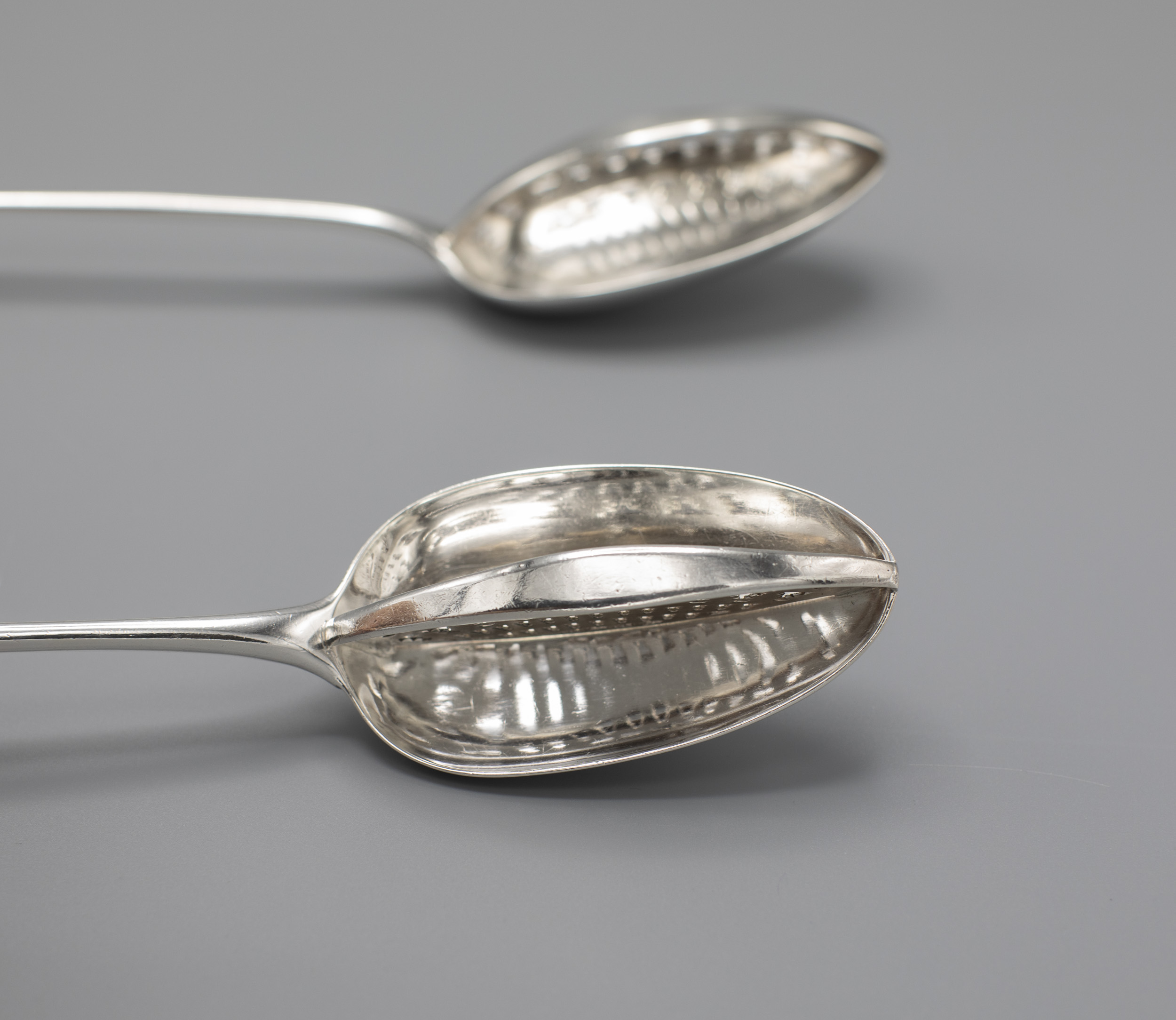 George III Antique English Silver Strainer Spoon - Wyler Antiques