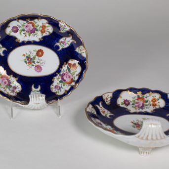 Pair of Antique English Coalport Porcelain Shell Dishes