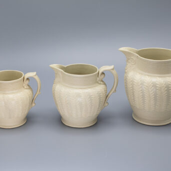 Set of 3 Antique English Graduated Ridgway Drabware Jugs/Pitchers