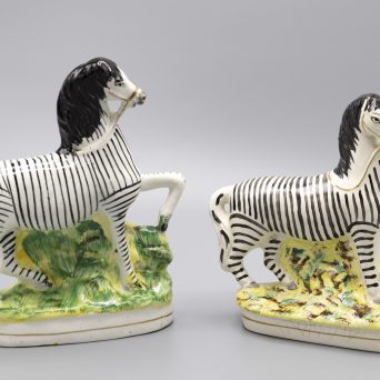 Pair of Antique English Staffordshire Zebras