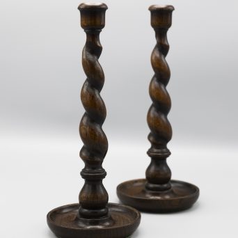 Pair of Antique English Oak Candlesticks