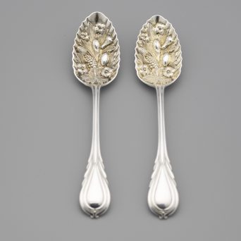 Pair of Antique Victorian Plate Berry Spoons