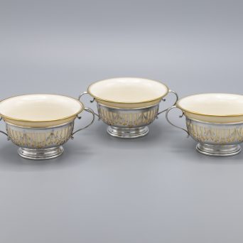 Set of 3 Antique American Sterling Silver Ramekins