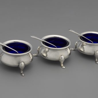 Set of 3 English Silver Plate Salt Cellars