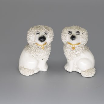 Pair of English Staffordshire Confetti Poodles